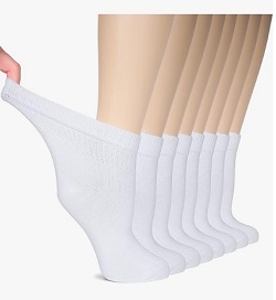 Hugh Ugoli Diabetic Socks for Women, Super Soft, Thin Bamboo Ankle Socks, Wide, Loose, Non-Binding Top, Seamless Toe, 4 Pairs